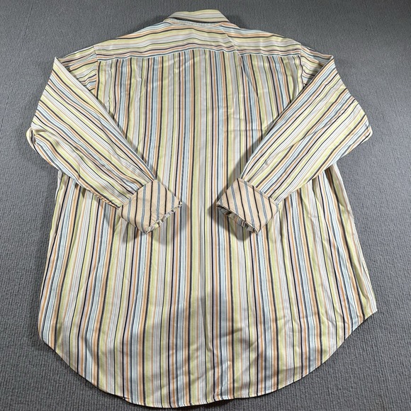 Thomas Dean Shirt Mens Large Orange Stripe Flip Cuff Long Sleeve‎ Button Up - Picture 4 of 6